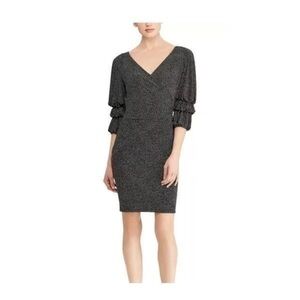 Lauren Ralph Lauren Black and White Patterned Midi Dress